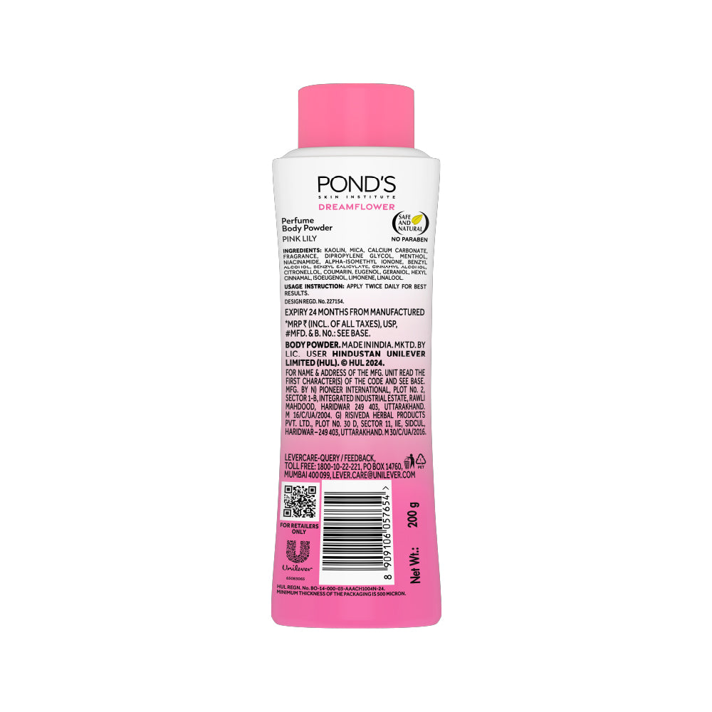 Ponds Dreamflower Fragrant Talcum Powder, Pink Lily 200 gm