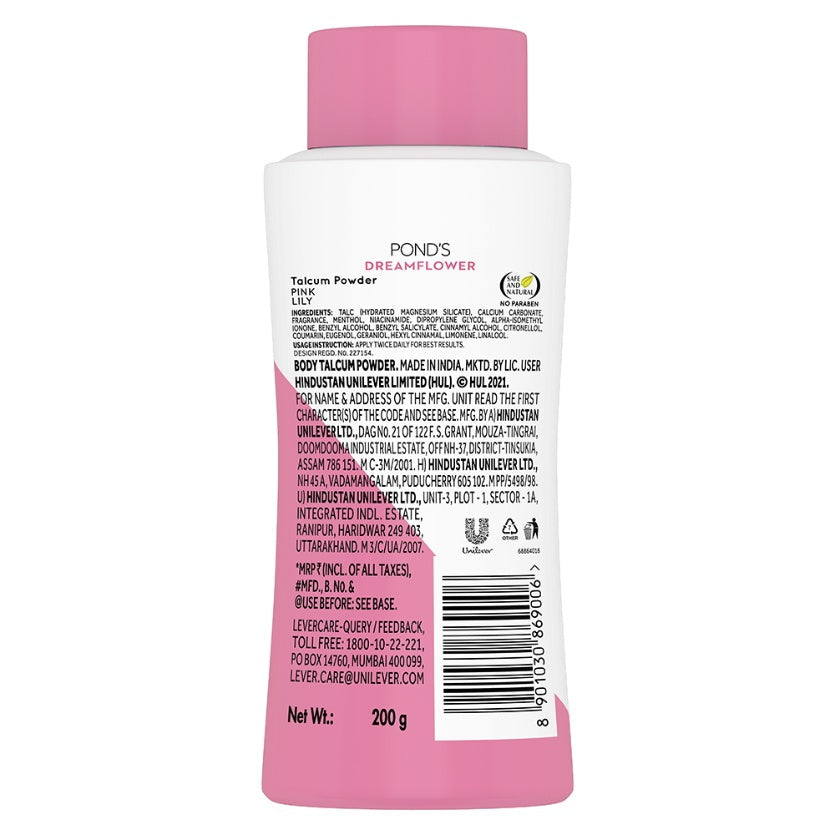 Ponds Dreamflower Fragrant Talcum Powder, Pink Lily 200 g