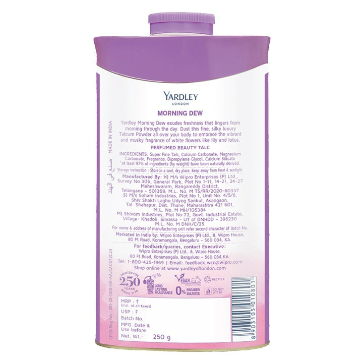 Yardley London Morning Dew Talc 250 g