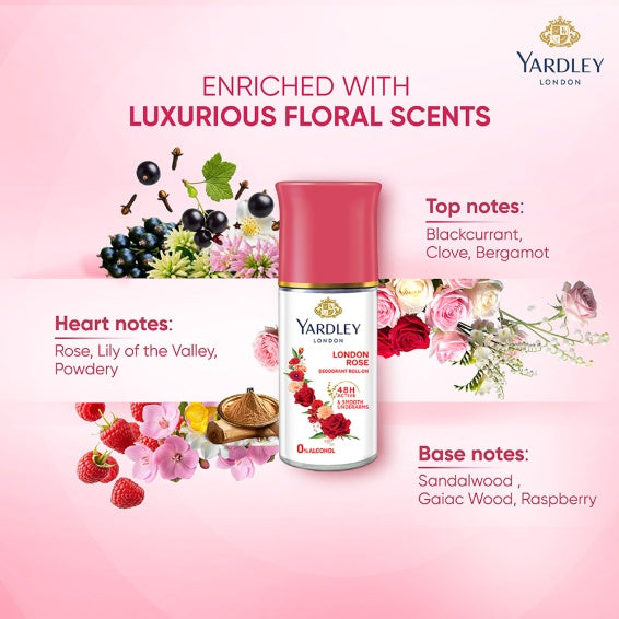 Yardley London Rose Roll On 50 ml