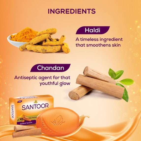 Santoor Sandal And Turmeric Soap 125 g (pack of 4)
