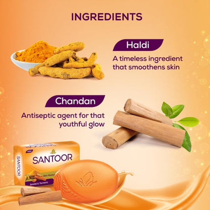 Santoor Sandal And Turmeric Soap 125 g (pack of 4)