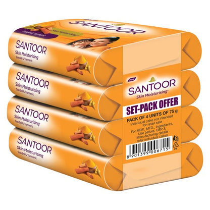 Santoor Sandal And Turmeric Soap 125 g (pack of 4)