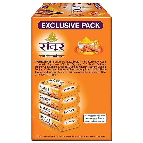 Santoor Sandal & Turmeric Bathing Soap 4x150 g