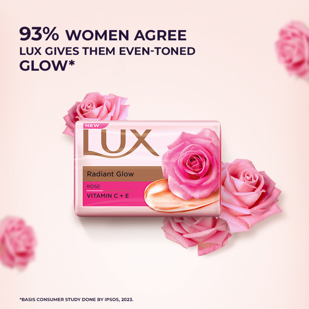 Lux Soft Glow Rose & Vitamin E For Glowing Skin Beauty Soap Mega Pack 3x150  gm