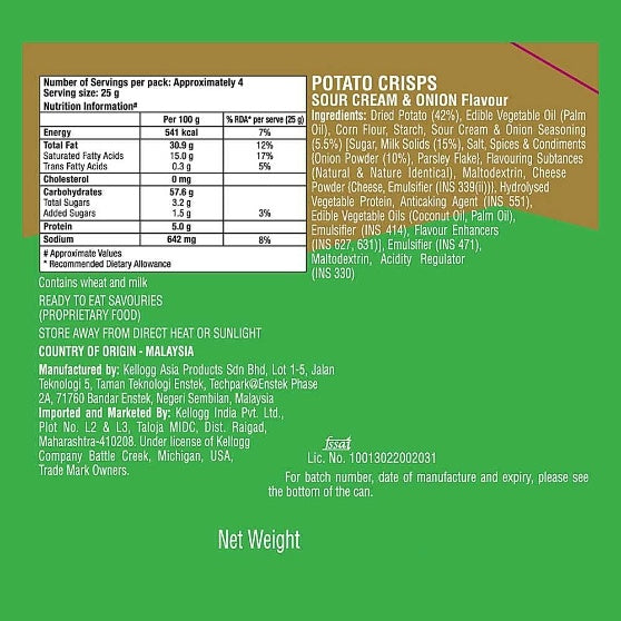 Pringles Sour Cream And Onion Potato Chips 107 g
