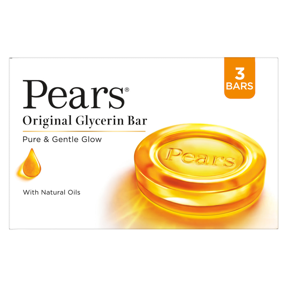 Pears Moisturising Bathing Bar Soap With Glycerine Pure & Gentle - For Golden Glow 3x125 gm