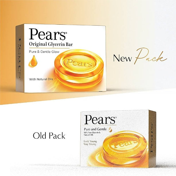 Pears Moisturising Bathing Bar Soap With Glycerine Pure & Gentle - For Golden Glow 3x125 g