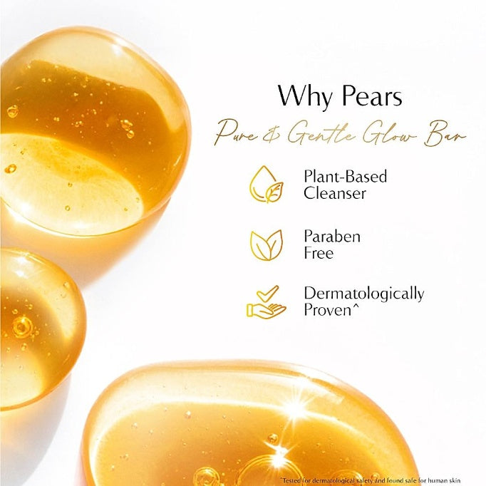 Pears Moisturising Bathing Bar Soap With Glycerine Pure & Gentle - For Golden Glow 3x125 g