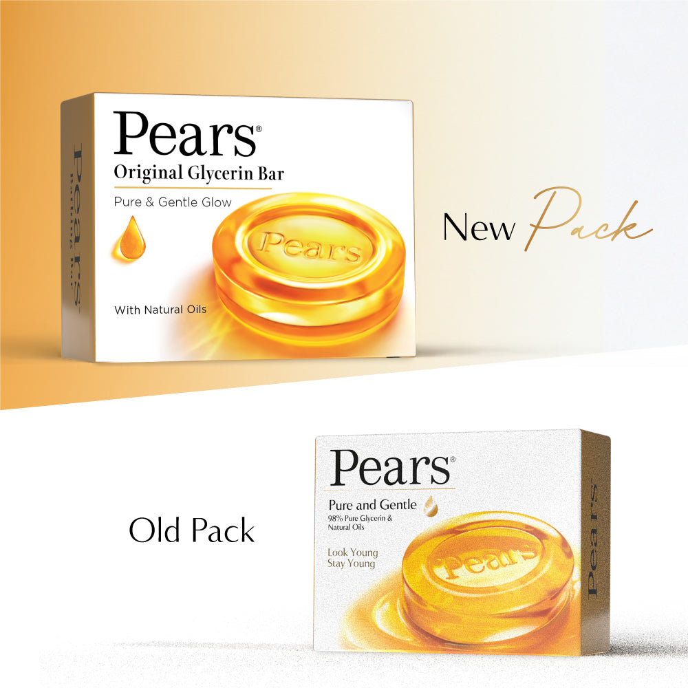 Pears Moisturising Bathing Bar Soap With Glycerine Pure & Gentle - For Golden Glow 3x125 gm