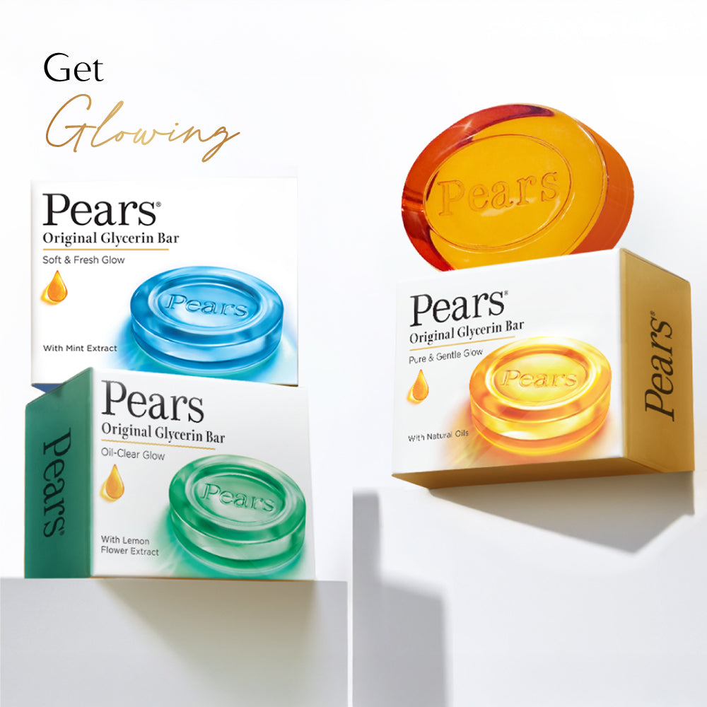 Pears Moisturising Bathing Bar Soap With Glycerine Pure & Gentle - For Golden Glow 3x125 gm