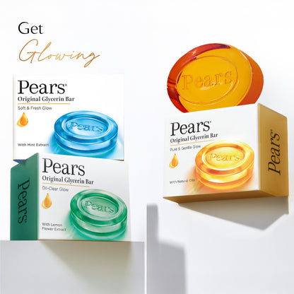 Pears Moisturising Bathing Bar Soap With Glycerine Pure & Gentle - For Golden Glow 3x125 gm