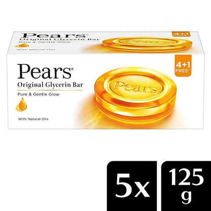 Pears Moisturising Bathing Bar Soap With Glycerine Pure & Gentle For Golden Glow 5x125 g