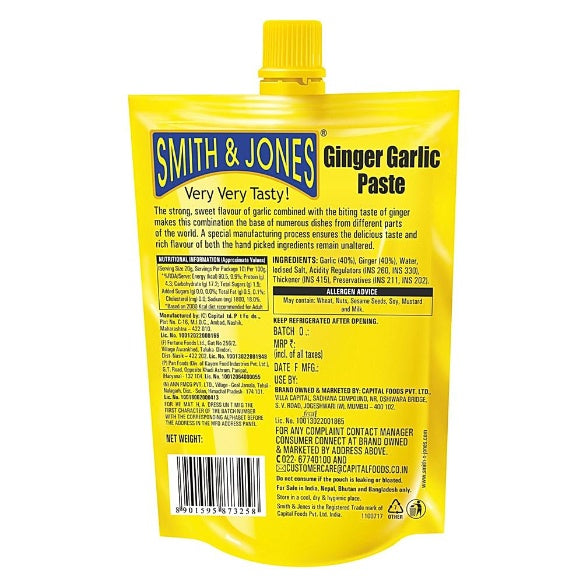 Smith & Jones Ginger Garlic Paste Pouch 200 g