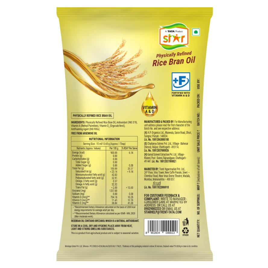 Star Rice Bran Oil Pouch 800 g