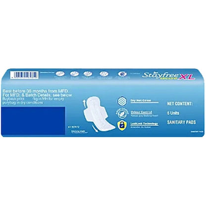 Stayfree Secure Dry Xl Wing Sanitary Pads 6 pcs