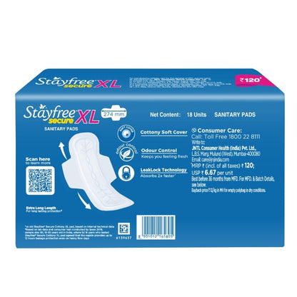Stayfree Secure Xl Wings Sanitary Pads 18/20 pcs
