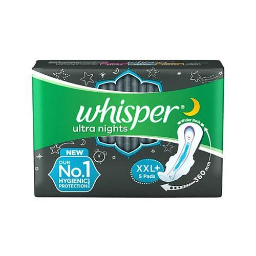 Whisper Maxi Ultra Night Sanitary Pads Xxl+ Wings 5 pcs