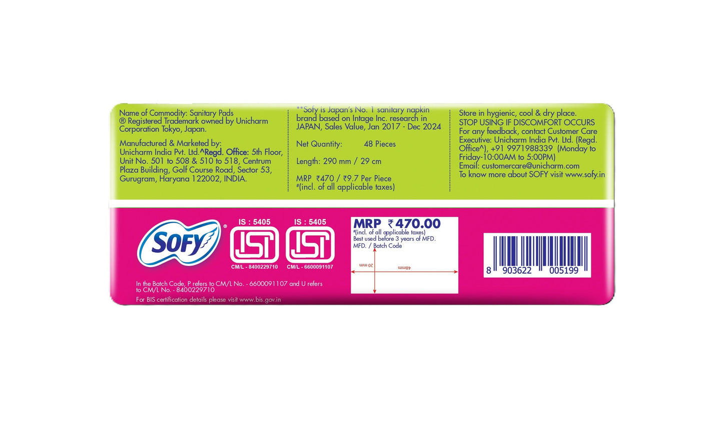 Sofy Body Fit Anti Bacterial Xl Sanitary Pads 48 pcs