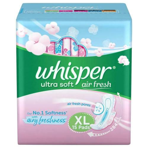 Whisper Ultra Soft Sanitary Pads Xl+ Wings 15 Pcs