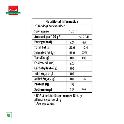 Amul Pasteurised Butter Tub 200 g