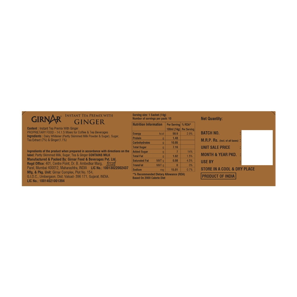Girnar Adrak Instant Tea Premix 10 pcs