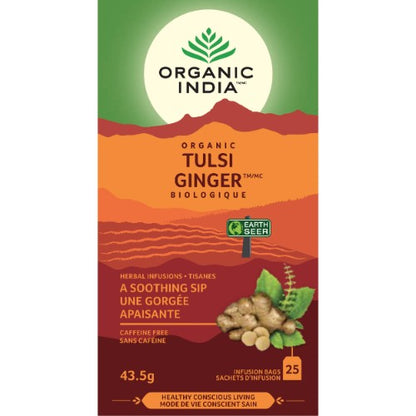 Organic India Tulsi Ginger Teabags 25 Pcs