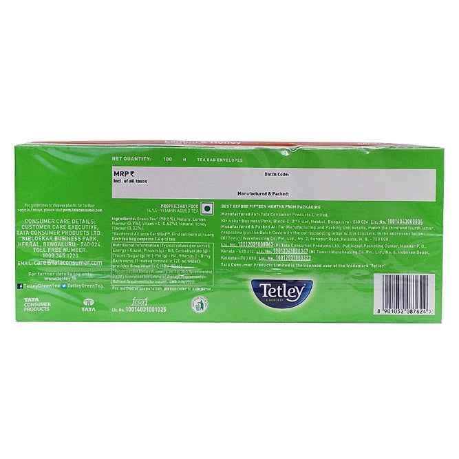Tetley Green Lemon Honey Tea Bag 100 pcs