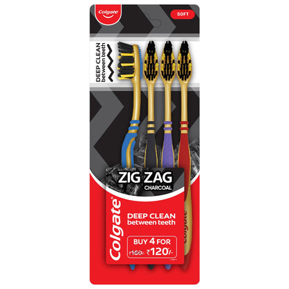Colgate Zig Zag Black Toothbrush Soft 4 pcs