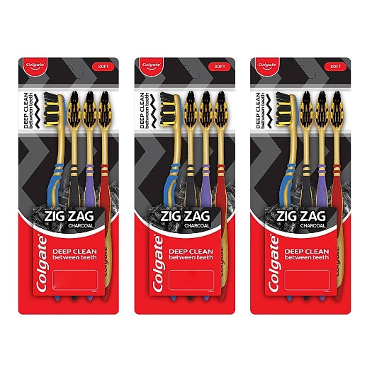 Colgate Zig Zag Black Toothbrush Soft 4 pcs