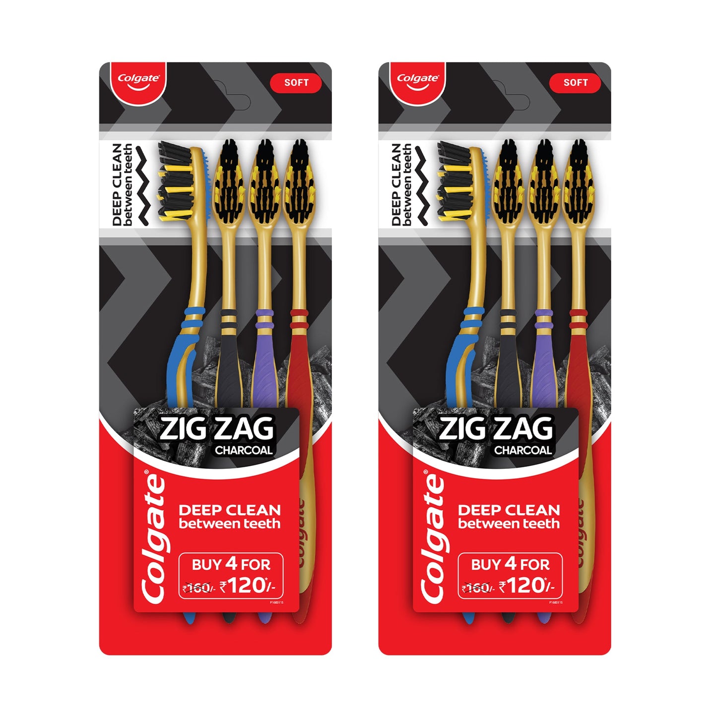 Colgate Zig Zag Black Toothbrush Soft 4 pcs