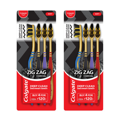 Colgate Zig Zag Black Toothbrush Soft 4 pcs