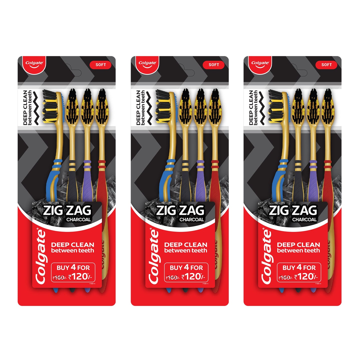 Colgate Zig Zag Black Toothbrush Soft 4 pcs