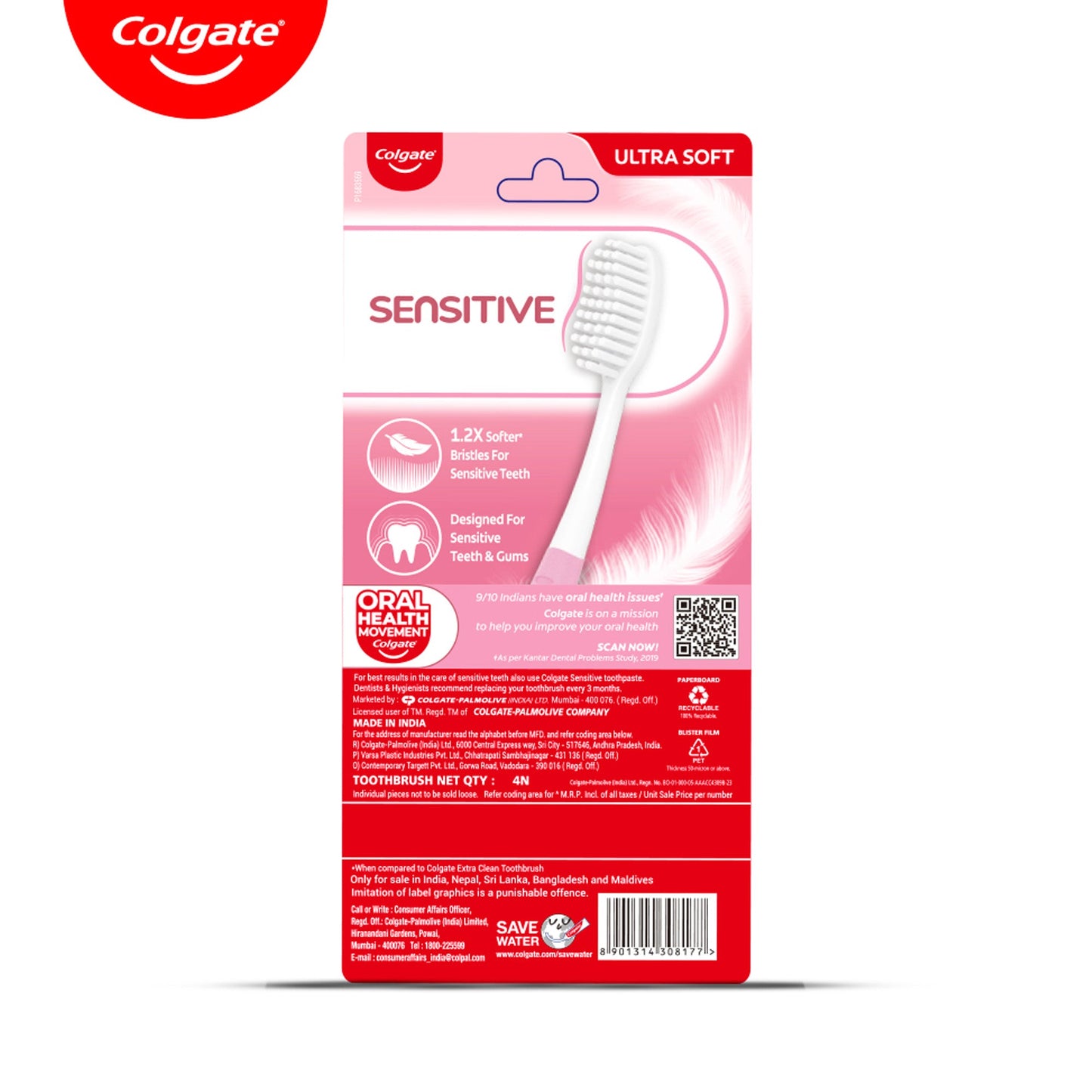 Colgate Sensitive Toothbrush Soft 4 pcs