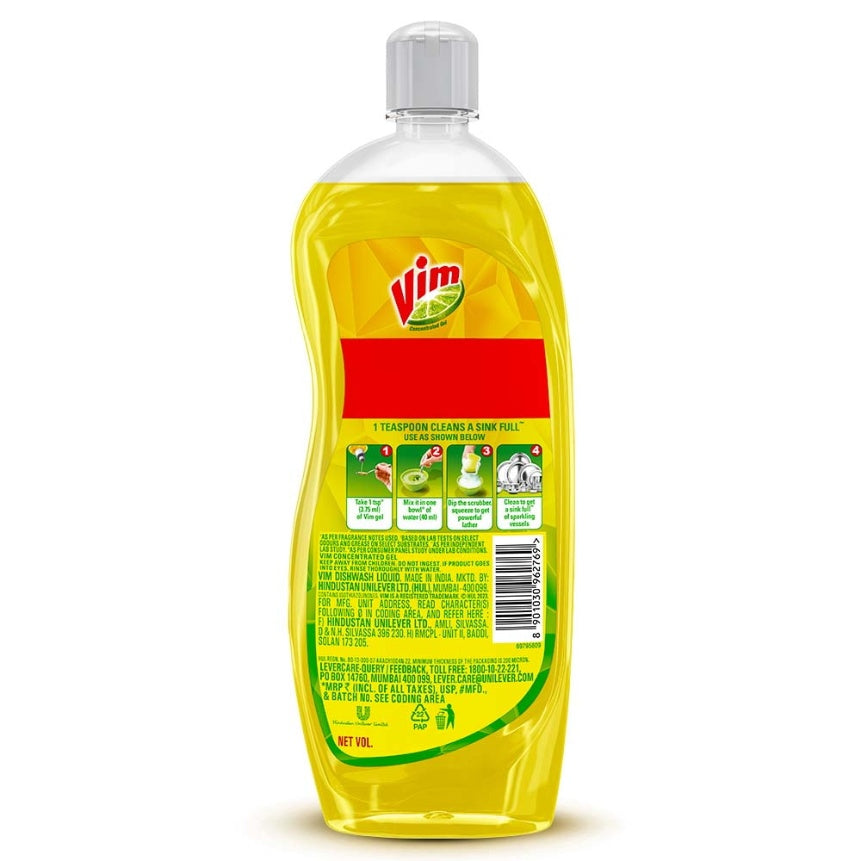 Vim Dishwash Liquid Gel Lemon Bottle 750 ml