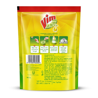 Vim Dishwash Liquid Gel Lemon Refill Pouch 500 ml