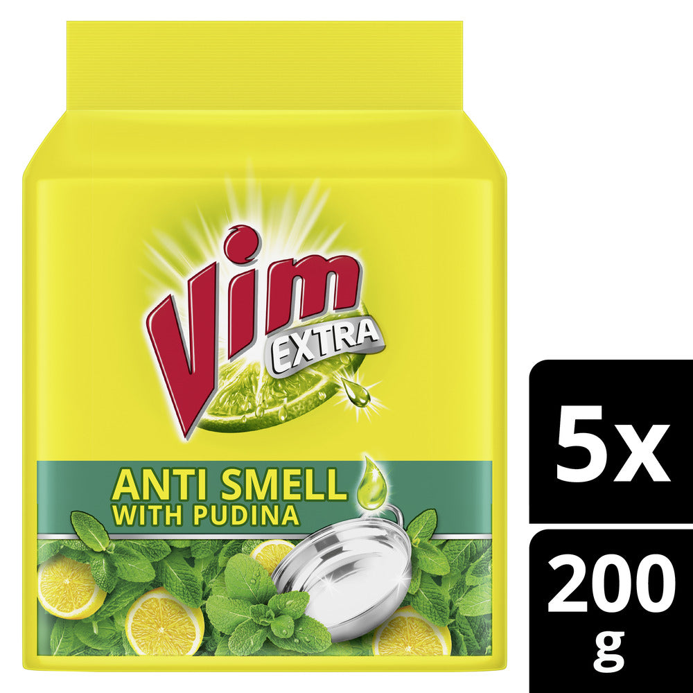 Vim Dishwash Anti Smell Pudina Bar 5x190 gm