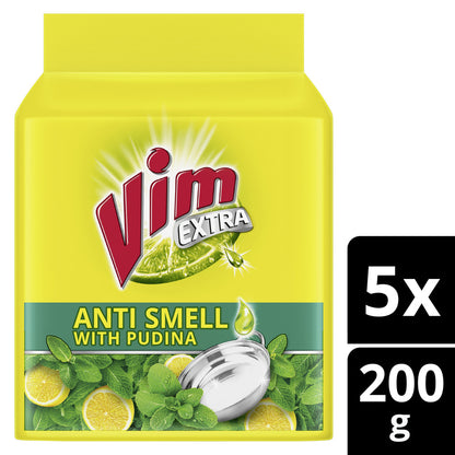 Vim Dishwash Anti Smell Pudina Bar 5x190 gm