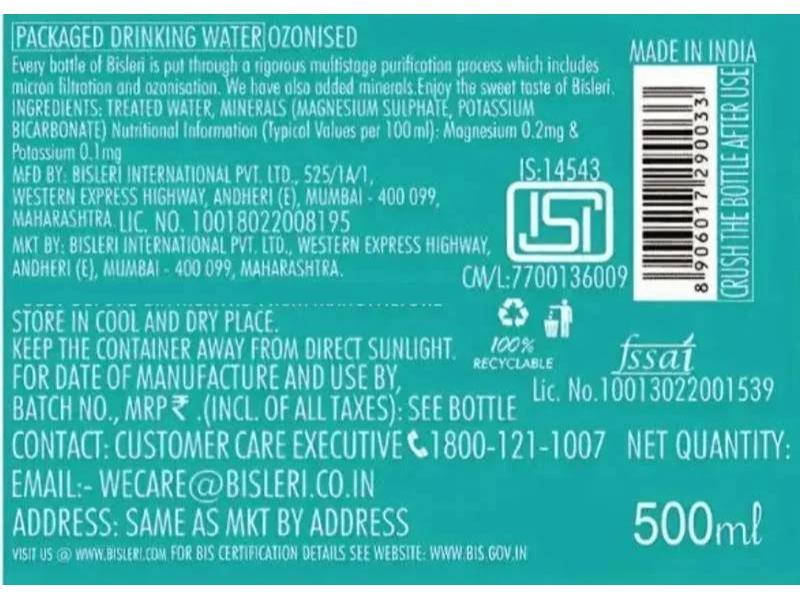 Bisleri Natural Mountain Water 500 ml