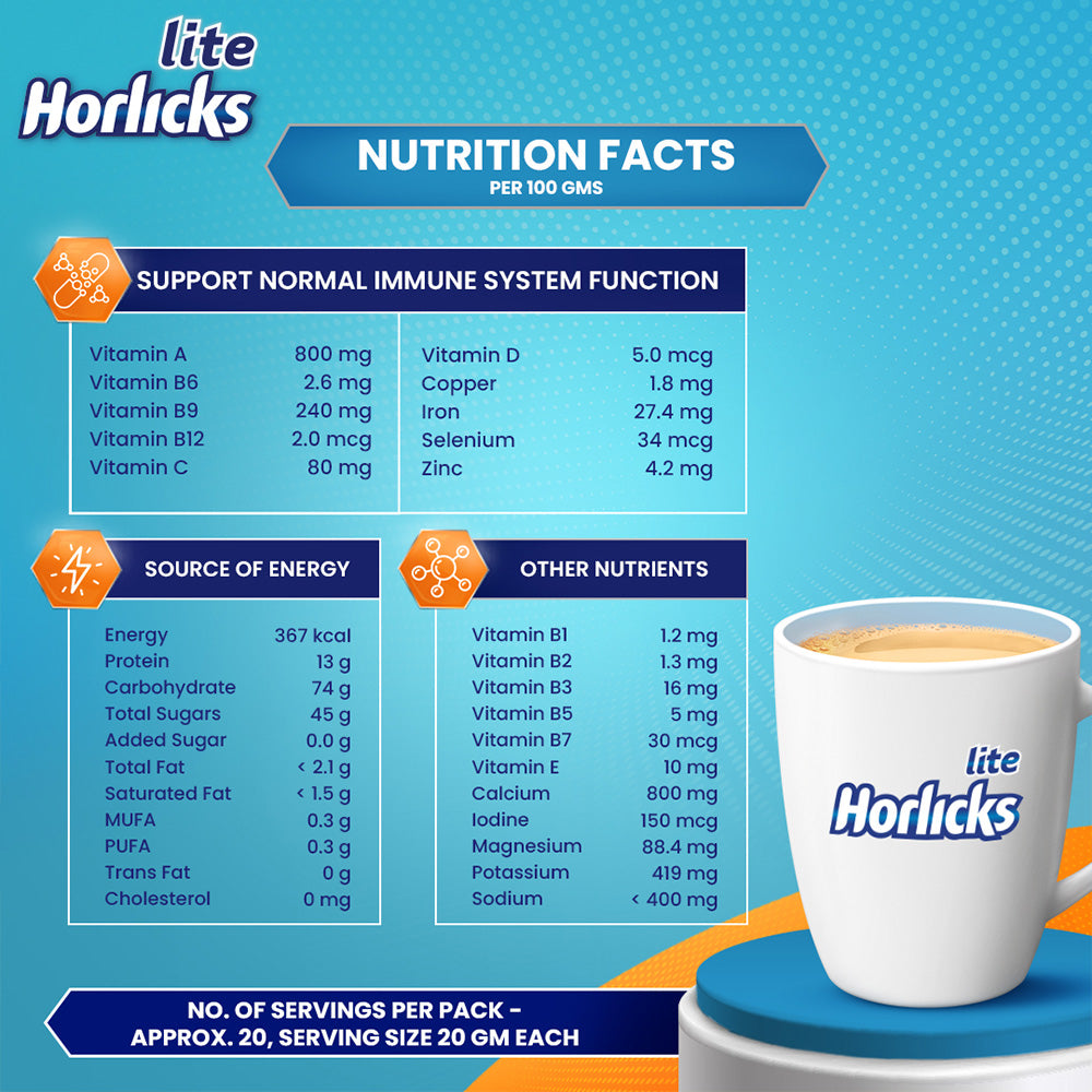 Horlicks Lite Plain Jar 450 gm