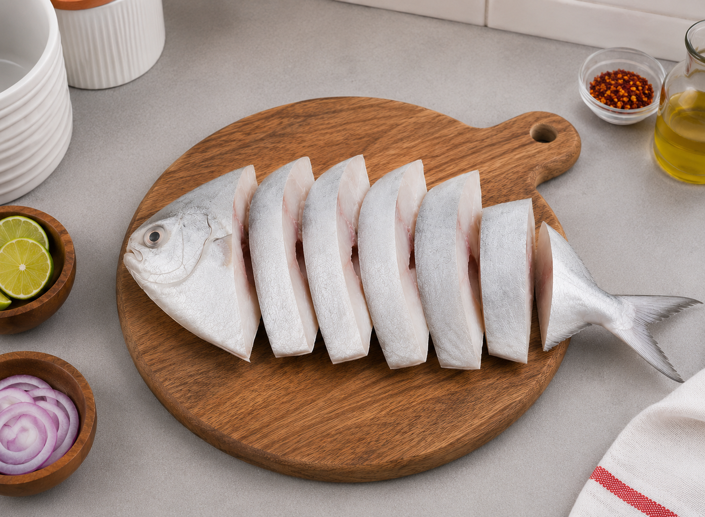 Sea Water Silver Pomfret Curry Cut, 400 g