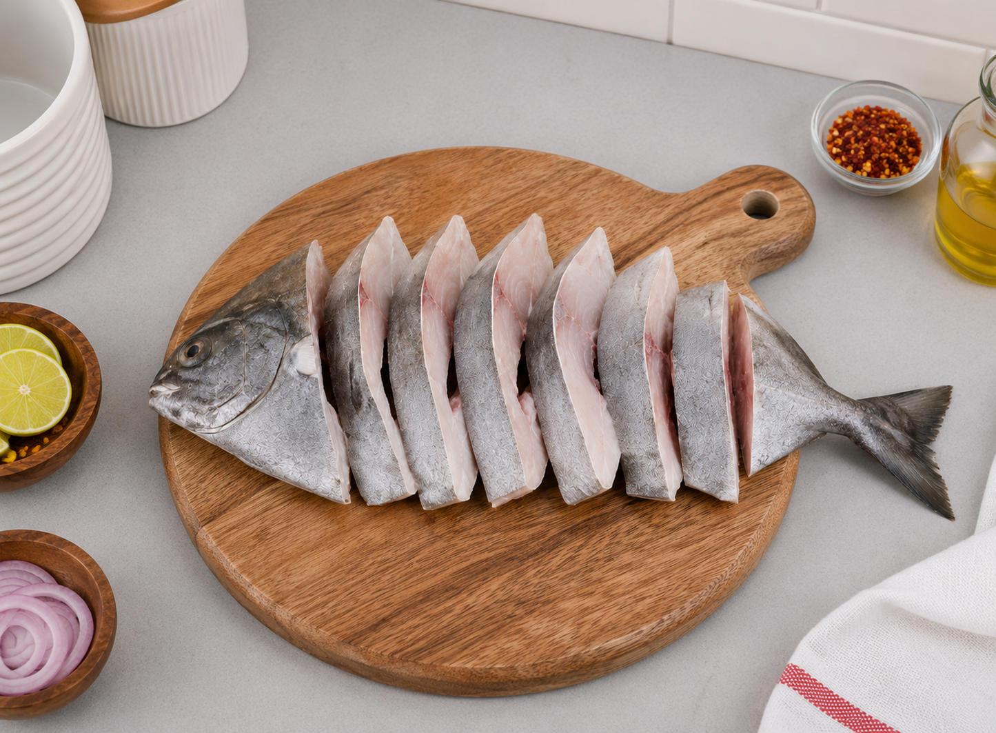 Sea Water Black Pomfret Cleaned, 3 To 4 Pcs 1 Kg