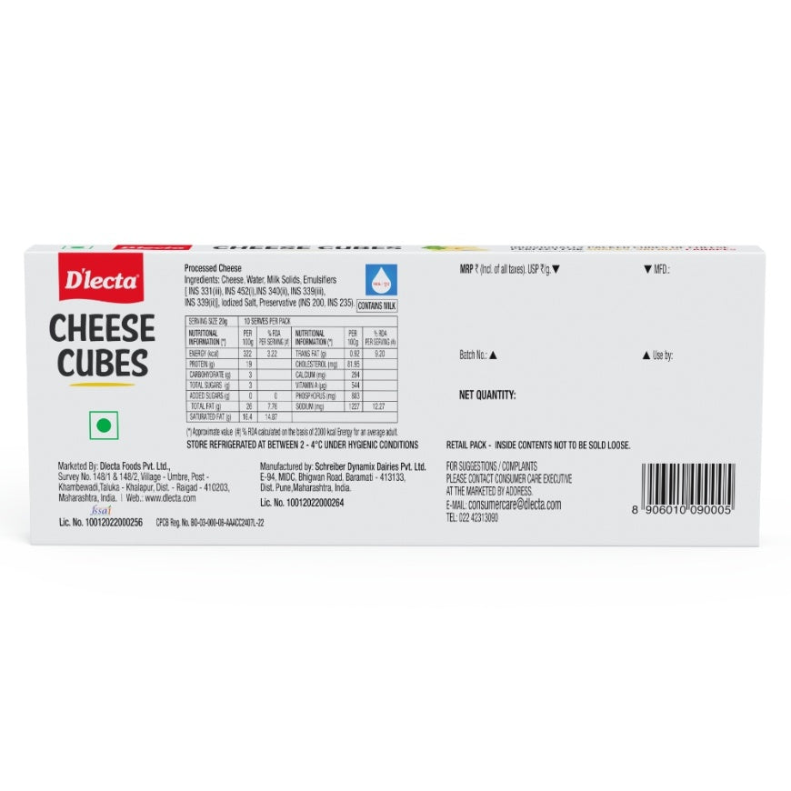 D'Lecta Cheese Cubes 200 g