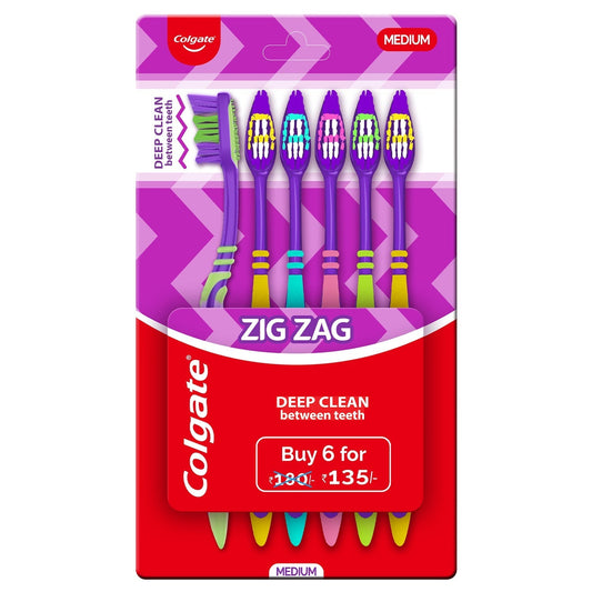 Colgate Zigzag Toothbrush Medium pack of 6