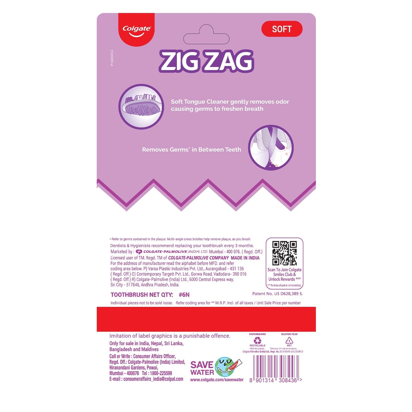 Colgate Zigzag Toothbrush Medium pack of 6