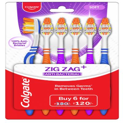 Colgate Zigzag Toothbrush Soft pack of 6