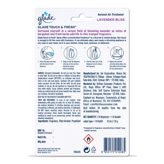 Glade Touch & Feel Machine Lavender 12 ml