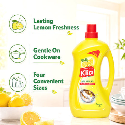Klia Dishwash Gel Lemon 1.5 ltr