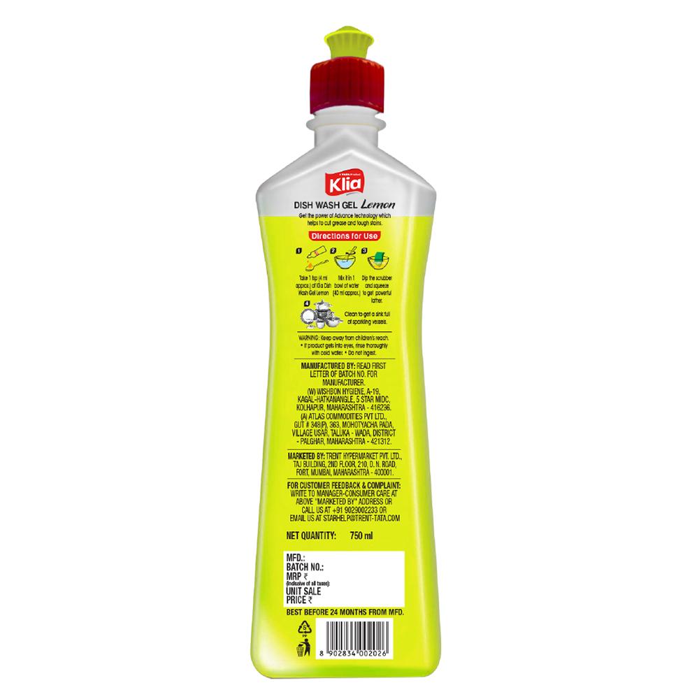 Klia Dishwash Gel Lemon 750 ml
