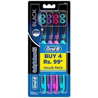 Oral B Cavity Defense Black Toothbrush Medium Pack Of 4